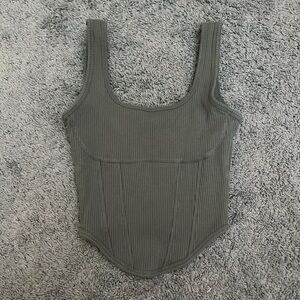 PINK Victoria's Secret Green Ribbed Tank Top